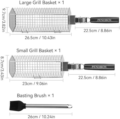 Rolling Grilling Basket, 2 PCS 304 Stainless Steel BBQ Grill Baskets - Image 2