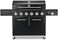 Kenmore 6-Burner Propane Gas BBQ Grill with Side Burner, 73,000 BTUs, Stainless Steel Cabinet Grill with Cast Iron Grates for Outdoor Cooking, Backyard BBQ, Patio, Large Parties (Black) by Kenmore