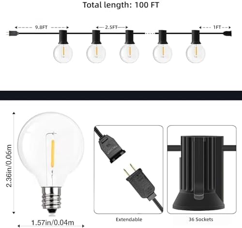 GPATIO Outdoor String Lights, 100FT LED Waterproof Patio Lights for Outside - Image 6