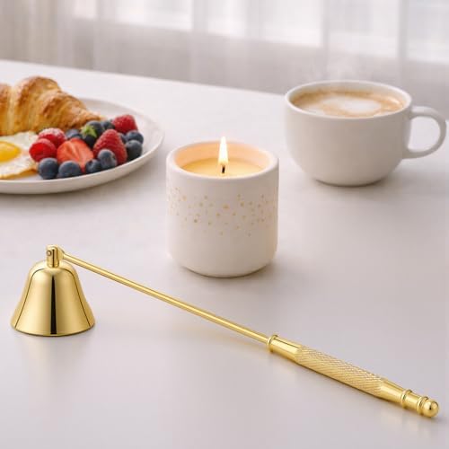 Vaincre Gold Stainless Steel Candle Snuffer with Long Decorative Handle - Image 4