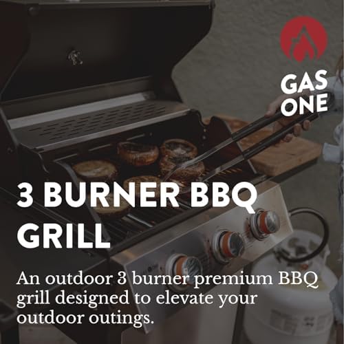 GasOne GP-1030S One 3 Burner Stainless Steel– Outdoor Cabinet Style with Wheels-High-Temperature Paint Coating Gas BBQ Grill – Elegant and Luxurious Design, Black - Image 2