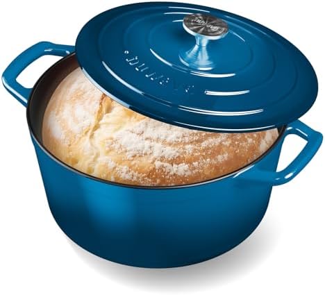 Nuwave 6 Qt PFAS-Free Enameled Cast Iron Dutch Oven Pot with Lid, Santorini by NuWave