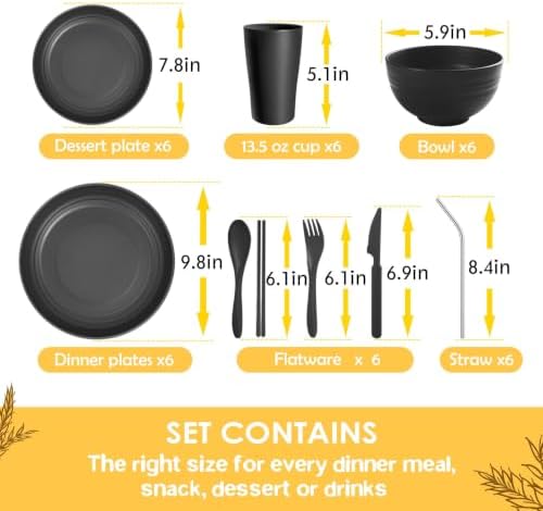Teivio 24 Piece Flatware Plates and Bowl Set for 6, Dish Set for Kitchen - Image 2