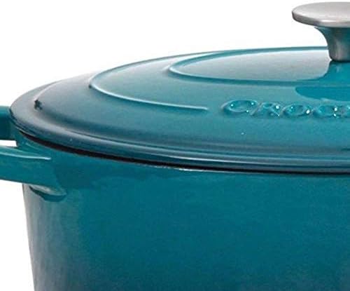 Crock-Pot Artisan 5-Quart Round Enameled Cast Iron Dutch Oven – Teal Ombre, Durable Heavy-Duty Cookware for Slow Cooking, Roasting, Baking with Lid - Image 2