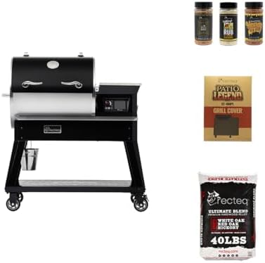 recteq Patio Legend 600 Pellet Smoker, Pellet Grill with Wifi & App Connectivity, Outdoor Smokers Grills, Wood Pellet Grills, Temp Range 180° to 700+°, Smoker Grill + Grilling Basics Bundle by recteq