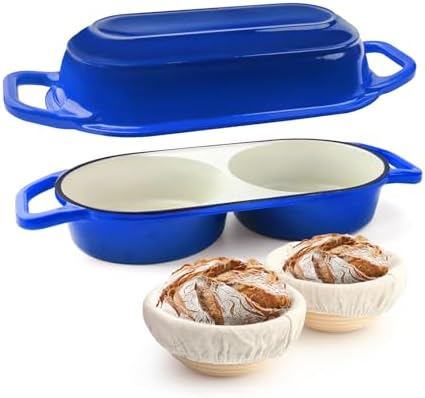 YONILL Mini Double Dutch Oven with Lid for Sourdough Bread Baking (Blue) by YONILL