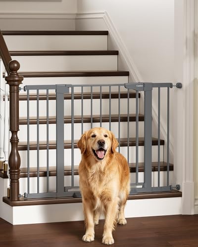 Cumbor 30-46" Baby Gate for Stairs, Auto-Close Dog Gate Indoor Cool Gray by Cumbor