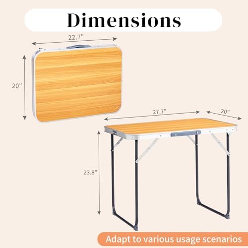 Aluminum Folding Camping Table, folding table (Wood grain, 2.3FT) - Image 3