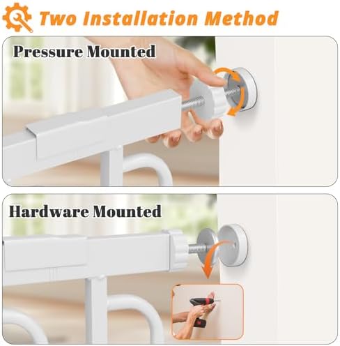 Extra Wide Baby Gate with Door 70-85.7 Inch Pressure Mounted, Auto Close Child Baby Gates for Doorways No Drill, Walk Through Dog Gate Indoor for The House, White - Image 4