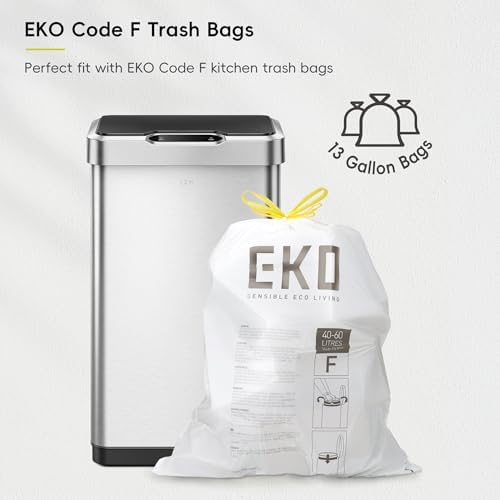 EKO Mirage-T 50 Liter / 13.2 Gallon Touchless Rectangular Motion Sensor Trash Can or Recycling Bin, Brushed Stainless Steel Finish - Image 4