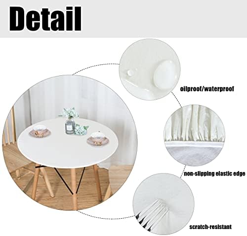 LUSHVIDA Round Tablecloth, Fitted Table Cloth for 36"-44" Tables, Ivory - Image 3