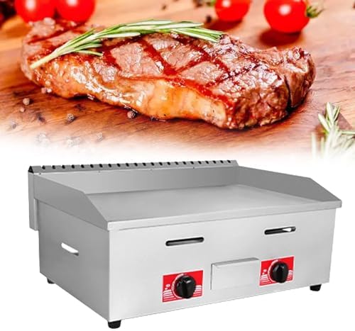 Gas Griddle LPG Commercial Stainless Steel Heavy Duty Restaurant Outdoor Griddle Gas Baking Plate Burger Grill Large Non-Stick Burners Flat Hot Plate and Can Cook for Medium to High Volumes(720) by Unknown