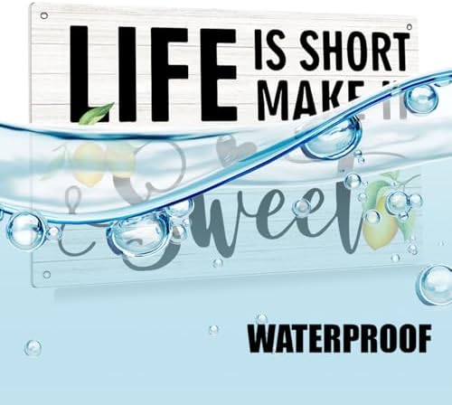 BEASTZHENG Inspirational Quote Life is Short Make it Sweet Mental Tin Sign Rustic Lemon Print for Farmhouse Home Kitchen Desk Shelf Decor - Image 3