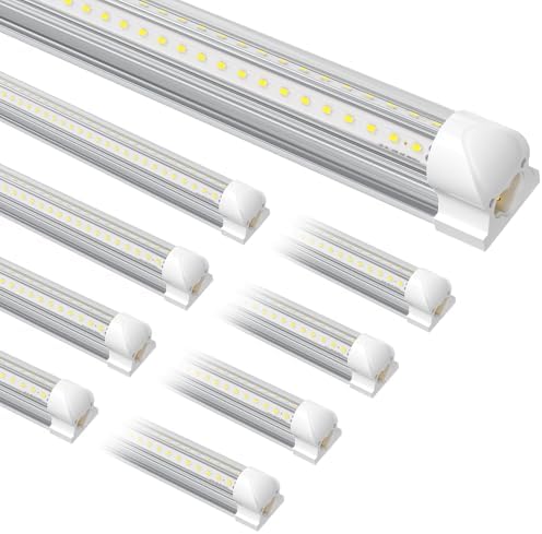8-Pack T8 LED Shop Light 4FT, 42W 6300 Lumen 6000K Cool White, 4 Years Warranty, Linkable and Plug and Play Lights for Garage Ceiling Workshop Commercial Lighting by SUSLUM