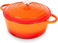 Nuovva Enamelled Cast Iron Dutch Oven Pot with Lid-6.4 Quart Non Stick Casserole Pot-Heavy Duty & Oven Safe up to 500° F for Bread Baking, Braising, Stews, Roasting - 28cm Orange by Nuovva