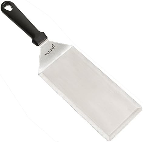 Big Metal Griddle Spatula - Grill spatula 4 x 8 in Large Burger Smasher Hamburger Turner Scraper - Pancake Flipper - Great for BBQ Grill and Flat Top Griddle - Commercial Grade by Anmarko