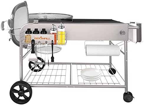 Grill Table for Weber 22" &18" Original Kettle, for Weber Grill Table, Stand Cart for JumboJoe Master-Touch Charcoal Outdoor Prep Performer Charcoal Accessories for Outside by Uniflasy