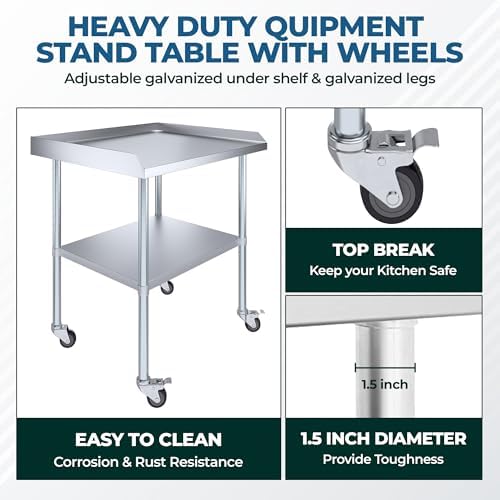 Stainless Steel Rolling Equipment Stand with Wheels (30 x 24) - Image 2