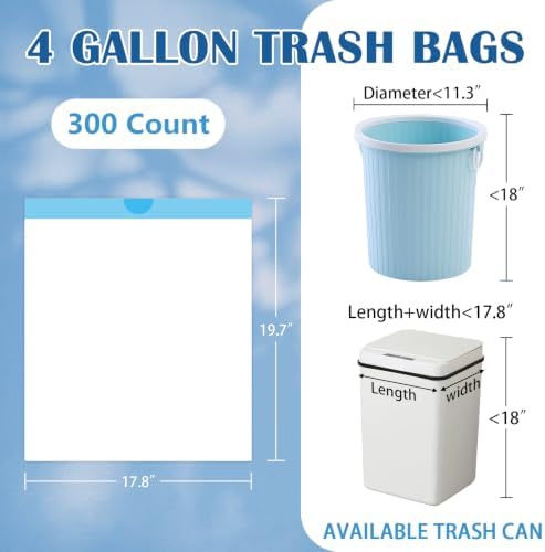 BYSNOW 4 Gallon 300 Counts Small Drawstring Trash Bags, Clear Garbage Bags - Image 2