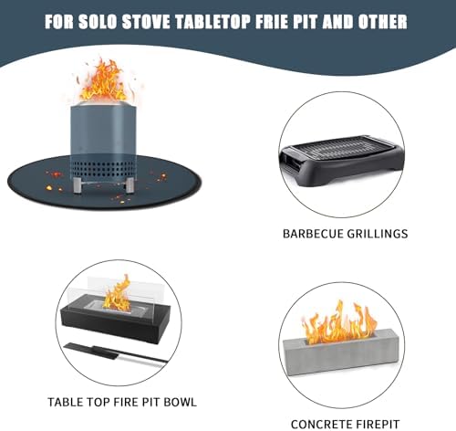 20'' Fire Pit Mat for Solo Stove Mesa/XL Tabletop Fire Pit,3-Layer Fireproof Heat Resistant Under Grill Mat,Easy-to-Clean Waterproof & Non-Slip-Blue - Image 3