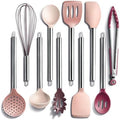COOK WITH COLOR Silicone Cooking Utensils, Kitchen Utensil Set, Easy to Clean Silicone Kitchen Utensils, Cooking Utensils for Nonstick Cookware, Kitchen Gadgets Set, 10 Pieces, Rose by CookwithColor