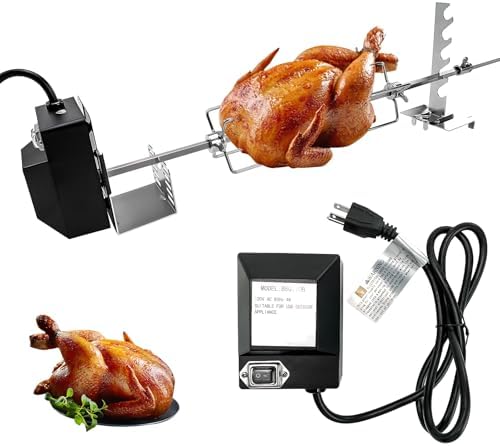 Universal BBQ Rotisserie Grill Kit, Automatic Rotating BBQ, UL Certificated Grill Rotisseries with 120V 4W Motor, 28” Spit Rod, 2 x 4 Forks, Complete Holders and Fixing Screw for Most Gas Grills by iMeshbean