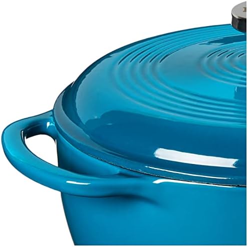 Lodge 4.5 Quart Enameled Cast Iron Dutch Oven with Lid – Dual Handles – Oven Safe up to 500° F or on Stovetop - Use to Marinate, Cook, Bake, Refrigerate and Serve – Cornflower Blue - Image 5