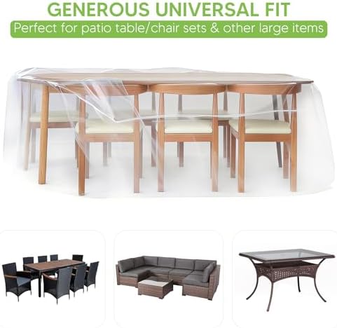 4 Mil Plastic Outdoor Patio Table Cover, Waterproof 111x74x28 Inch, 2 PCS - Image 6