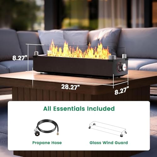 Ciays 28 Inch Table Top Propane Fire Pit, 50,000 BTU Tabletop Firepit with Glass Wind Guard & Glass Beads, Portable Outdoor Portable Fireplace for Patio and Camping - Image 3