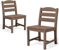 SERWALL Patio HDPE Armless Dining Chairs Set of 2, Brown by SERWALL
