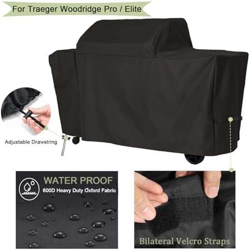 Grill Cover for Traeger Woodridge Pro and Woodridge Elite Grills,Waterproof Wood Pellet Smoker Cover for Traeger BAC776 BAC775 Woodridge Pro/Elite TFB97JLH TFC97XLH Grill Accessories - Image 3