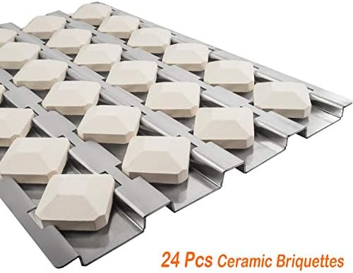 BBQ Future Stainless Steel Heat Plate Flame Tamer with 24pcs Ceramic Briquettes Compatible Alfresco ALX2-30, ALX2-42, ALX2-56 Series Gas Grills - Image 3
