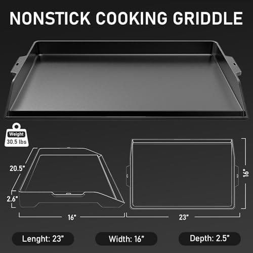 Utheer 23" x 16" Cast Iron Griddle for Gas Grill and Stove Top Flat Top - Image 2