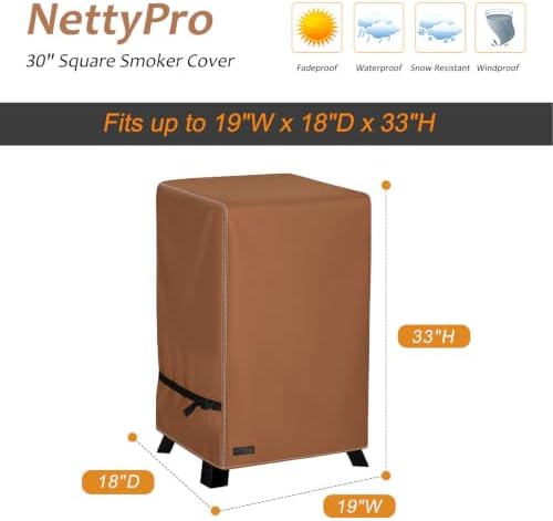 NetttyPro Electric Smoker Cover 30 inch for Outside, 19" W x 18" D x 33" H - Image 6