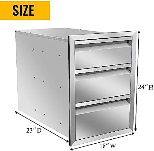 Outdoor Kitchen Drawers, Triple BBQ Drawers Stainless Steel Built-in Drawer For Outdoor Kitchen Island, Patio Grill Station,Three Drawers - Image 2