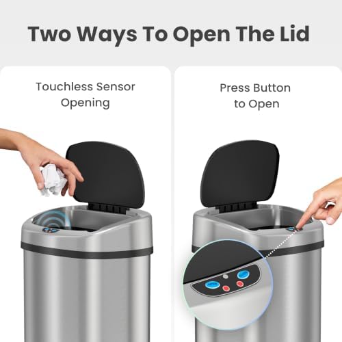 SensorCan 13 Gallon Oval Sensor Trash Can, AC Adapter, AbsorbX Odor Filter - Image 6