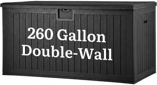 YITAHOME 260 Gallon Large Deck Box with Divider & Side Handles by YITAHOME