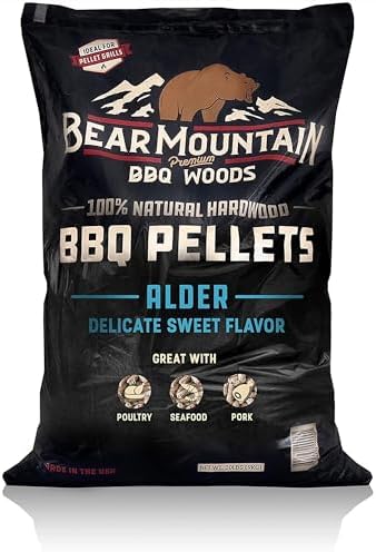 Bear Mountain Alder BBQ Wood Pellets for Smoker and Grill, 20 lb Bag - All-Natural Hardwood for Outdoor Barbecue Smoking and Grilling with Delicate Sweet Smoke Flavor by BearMountainBBQ