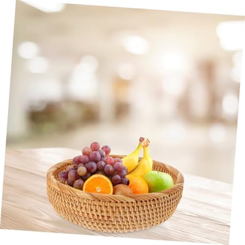 Vintage Rattan Woven Rattan Fruit Basket, round Snack Storage Organizer - Image 7