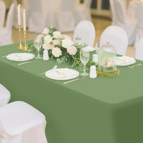 Smiry 2 Pack Spandex Table Cloth 4FT, Elastic Fitted Sage Green Tablecloth - Image 6