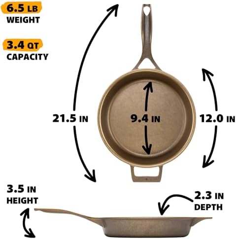 Stargazer 12-Inch Cast Iron Skillet | Made in USA, Seasoned, Premium Frying Pan for Grilling, Searing, Baking & More – Durable Cast Iron with Smooth Cooking Surface - Image 5