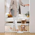 Fldofaves Dog Gate Indoor,18"-45" Extra Wide Metal Short Dog Gate to Step Over, 14" Tall Small Pet Gate with 3 Extension Kits, Pressure Mounted for Doorways & Stairs by Fldofaves