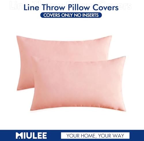 MIULEE Decorative Outdoor Pillow Covers Lumbar Waterproof 12x20 Light Pink - Image 6
