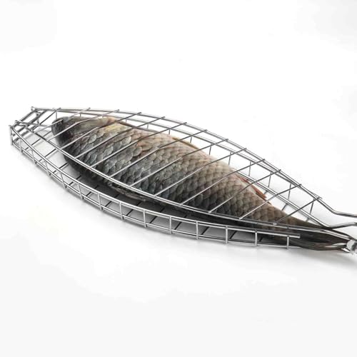 Fish Grill Basket, Stainless Steel Grill Baskets for Fish with Detachable Handle, plating - Image 6