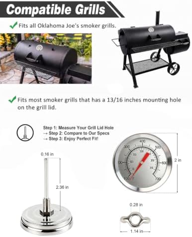 Grill Thermometer 2 Inch Dual Scale Waterproof 100-700F - Image 6
