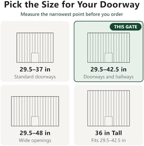 Dog Gate with Adjustable Cat Door, 29.5-42.5 in Wide, Black - Image 2