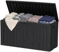 ROJIK 160 Gallon Outdoor Storage Box Waterproof,Weatherproof Deck Boxes Outdoor Lockable,Resin Outside Storage Box for Garden Tools, Accessories,Cushions(Black) by ROJIK