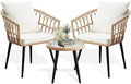 PORWEY 3 Piece Patio Bistro Set, Outdoor Wicker Balcony Furniture Sets by PORWEY