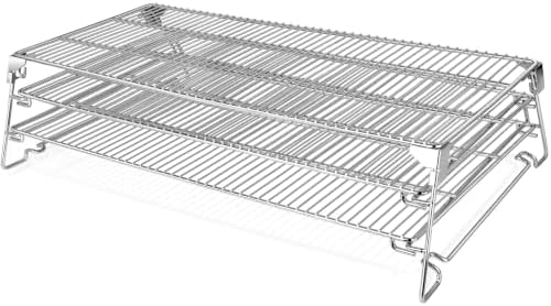 Jerky Racks for Smoker,Extra-Large 29-Inch 3-Tier Foldable Sliding Rack for Traeger Pro 34,Woodridge Pro,Pit Boss PB1000 PB1500,Weber Searwood XL 600,1035 Sq In Stainless Steel Pellet Grill Accessory by WelcometoFlameDuty