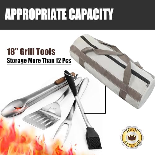 Grill Tool Storage Bag, Grill Accessories Storage, Grill Utensil Storage for Outdoor Camping Barbecue. Can Hold BBQ Tools up to 18", ‌‌Gifts for Men and Dad. - Image 2